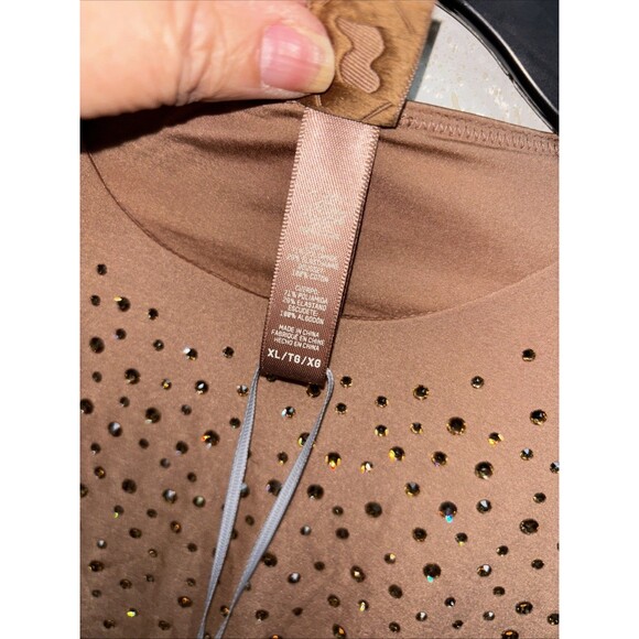 Skims x Swarovski JELLY SHEER LONG SLEEVE THONG BODYSUIT Sienna XL NEW - Picture 4 of 11